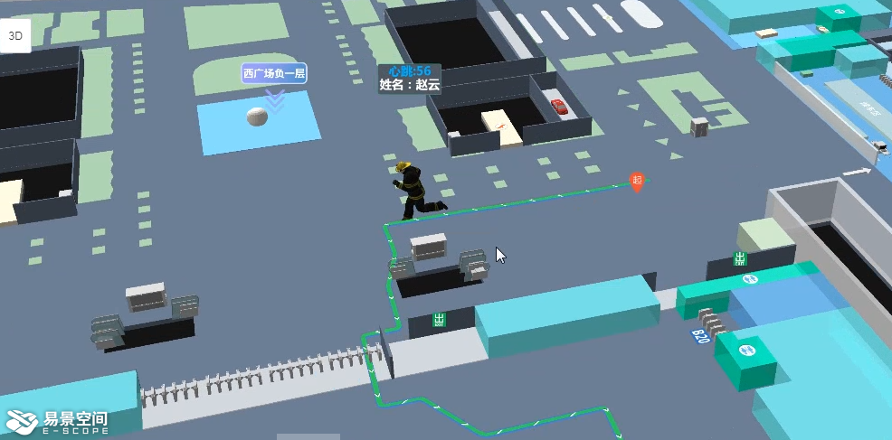 易景地图三维动画模型消防救援